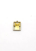 Gold stainless steel cat-shaped charm on a white background
