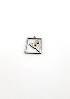 Silver Stainless steel Big cat charm on a white background 