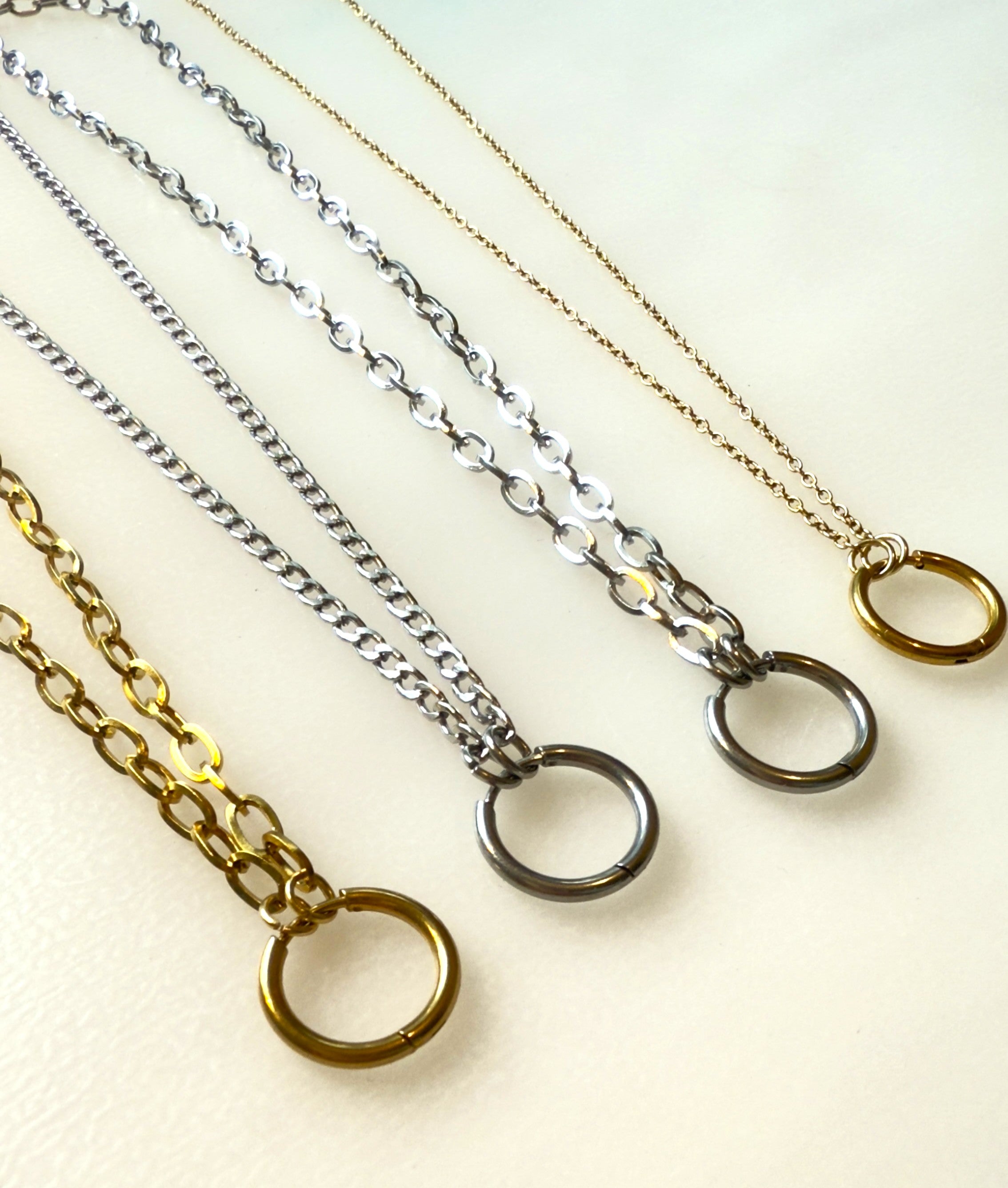 Multiple chains on a white background